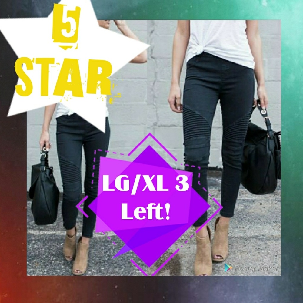 🎉Host Pick🎉 3 LG/XL Black Stretch Moto Pants